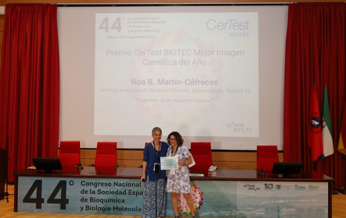 Premio a la Mejor Imagen Científica del Año 2022 de la SEBBM. Dra. Noa B. Martín-Cófreces