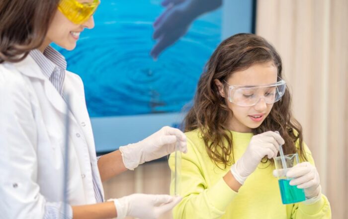 Mujer y niña en la ciencia